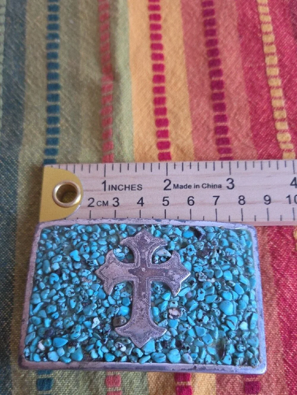 Turquoise Stone Cross Belt Buckle for Men